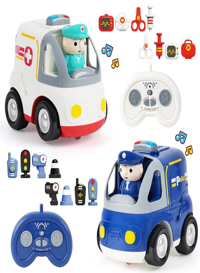 BEMITON 2.4GHz Remote Control Toy Cars for Toddlers - Interactive Police Car & Ambulance with Lights and Music, Birthday Gifts for Boys and Girls Ages 18+ Months, 2 3 4 5 Year Old - Image 1
