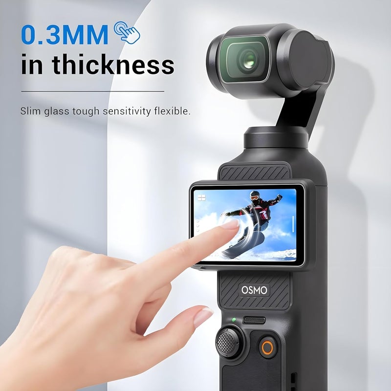 OHAYO Military Strength Tempered Glass Screen Protector For DJI Osmo Pocket 3| 9H+ Hardness, Strong Protection, Full Screen Edge-to-Edge Cover, Scratch Resistant, Bubble-Free Install, Ultra HD Clarity,With installation kit, 2 Sets (2 Glass for Screen, 2 Glass for Lens) - Image 3