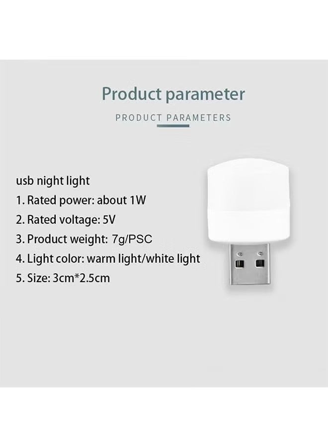 16 قطعة من أضواء USB ليلية، لمبة LED صغيرة، قابلة للتوصيل، أبيض دافئ، مضغوط، مثالي لغرفة النوم، الحمام، الحضانة، الرواق، المطبخ، ضوء جو للسيارة USB (8 أضواء بيضاء، 8 أضواء دافئة) - Image 2