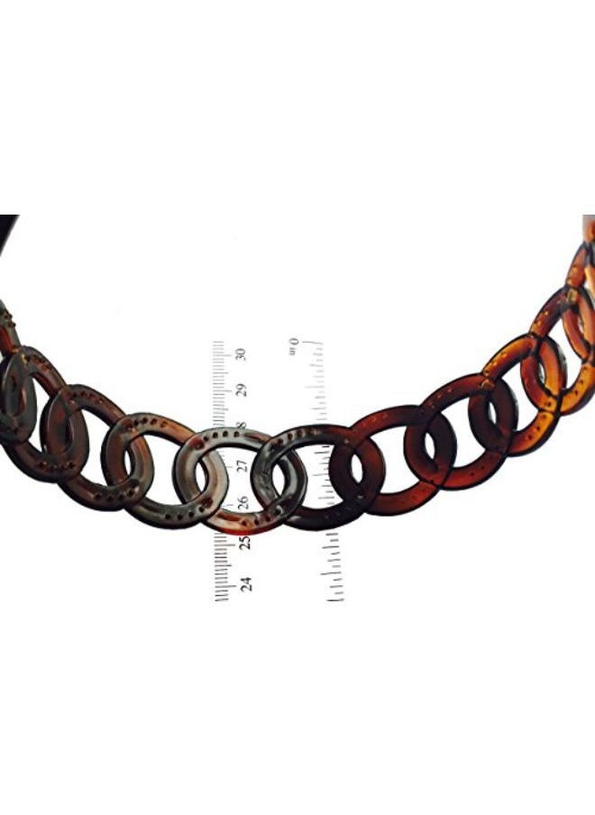 Parcelona French Round Chain Tortoise Shell Brown Celluloid Acetate Flexible No Slip Sturdy And Durable Hair Clips Hair Headband For Women And Girls, Made In France  - Image 3