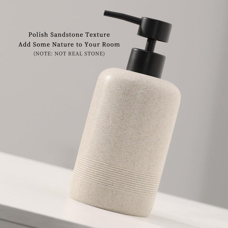 Haocoott Soap Dispensers 400ML 13OZ, 2 PCS Hand Dish Lotion Shampoo Lotion Soap Dispenser Jar, Resin Premium Thick Soap Pump Bottles for Kitchen Bathroom Countertop (Beige) - Image 4