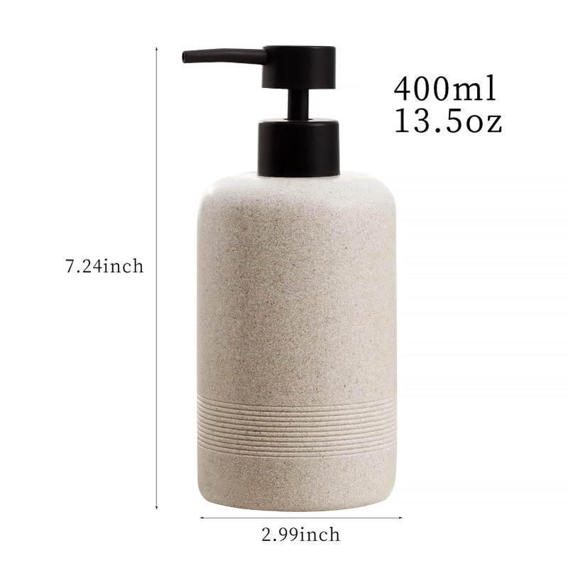 Haocoott Soap Dispensers 400ML 13OZ, 2 PCS Hand Dish Lotion Shampoo Lotion Soap Dispenser Jar, Resin Premium Thick Soap Pump Bottles for Kitchen Bathroom Countertop (Beige) - Image 5