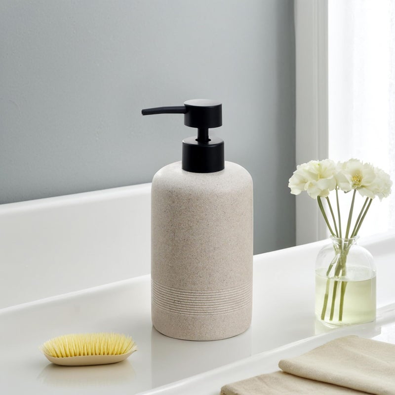 Haocoott Soap Dispensers 400ML 13OZ, 2 PCS Hand Dish Lotion Shampoo Lotion Soap Dispenser Jar, Resin Premium Thick Soap Pump Bottles for Kitchen Bathroom Countertop (Beige) - Image 3