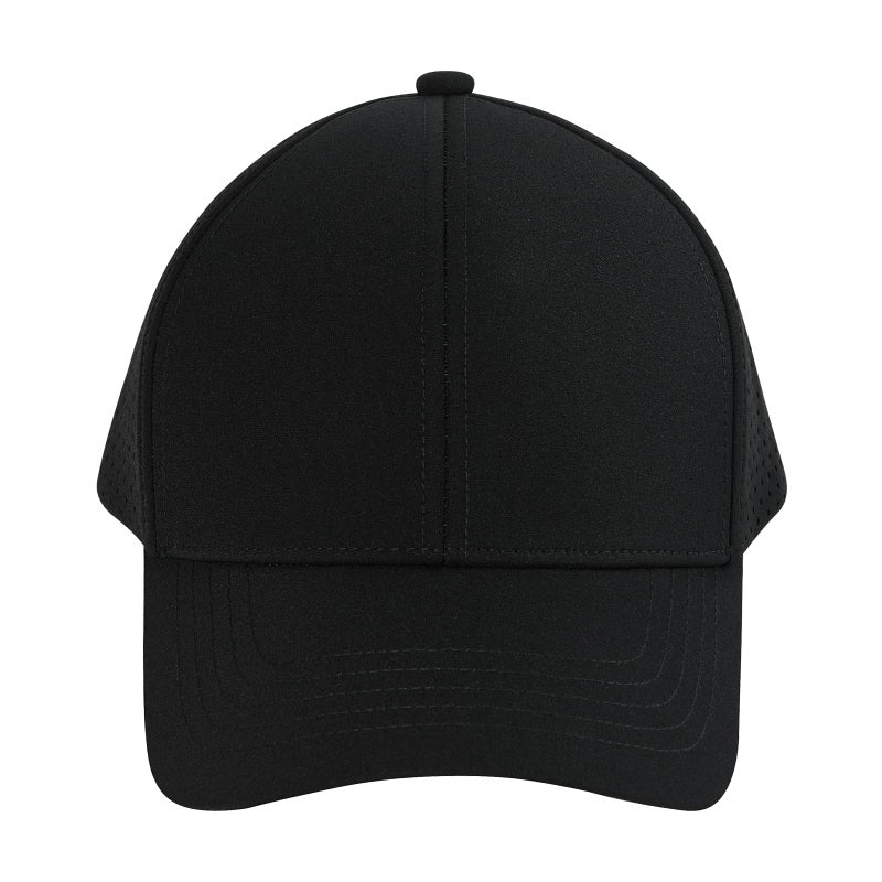 VOBOOM Men Quick Dry Baseball Cap Laser Cut Mesh Ball Curved Brim Snapback Hat (Black) - Image 2