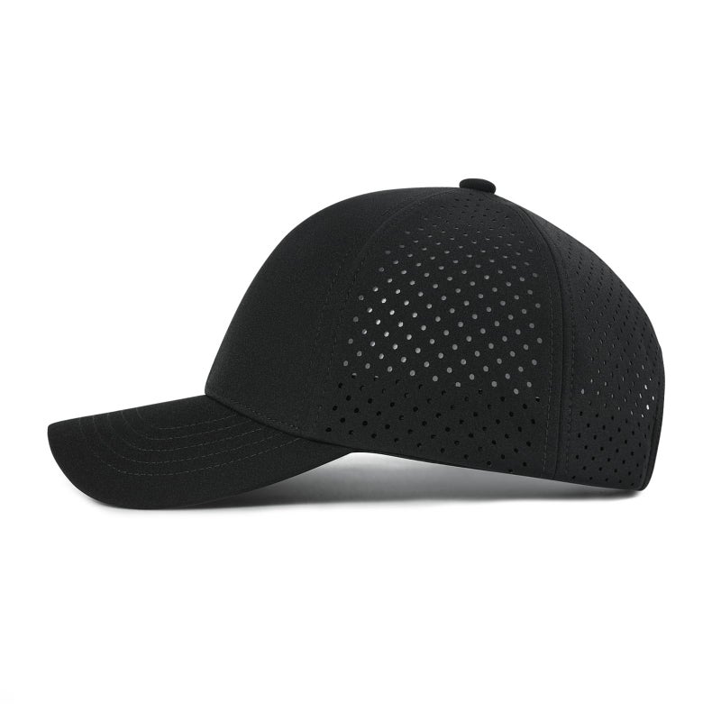 VOBOOM Men Quick Dry Baseball Cap Laser Cut Mesh Ball Curved Brim Snapback Hat (Black) - Image 3