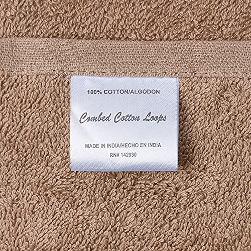 Lavish Home 8 Piece 100% Cotton Plush Bath Towel Set - Taupe 27.5"x57.25"x0.25" - Image 3