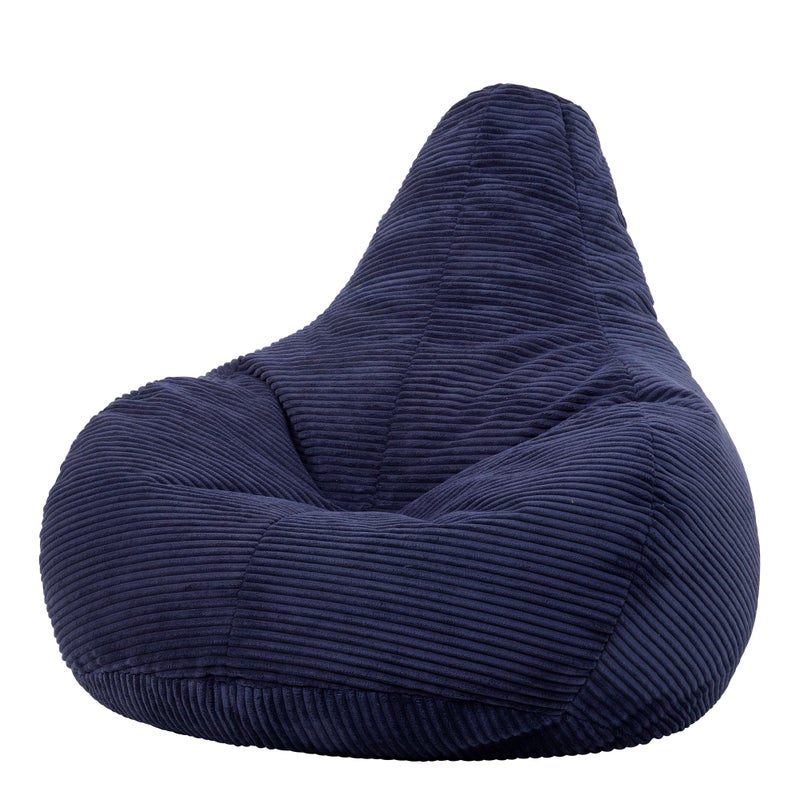 icon Dalton Cord Recliner Bean Bag Navy Blue Large Adult Bean Bag Chair with Filling Included Comfy Chair Living Room Furniture Bedroom Furniture