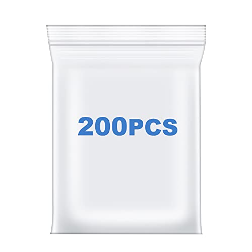 Somoga 200 PCS 2 x 2 Thick 24 Mil Small Clear Zip Poly Bags Plastic Reclosable Zip Seal Lock Bags Necklace Ring Coin Beads Jewelry Pill Zipper Bag