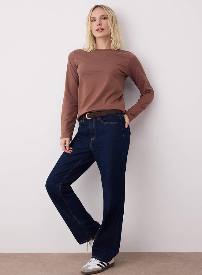 trendyol Women's Brown Longd Sleeve T-shirt - Image 1