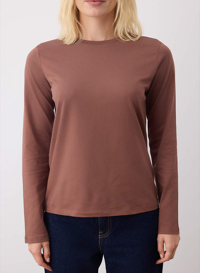trendyol Women's Brown Longd Sleeve T-shirt - Image 3