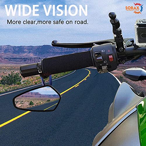 SORAX CNC Alloy Stylish Design 2-Version Mirror for Motorbike Rear view Side Handle Bar End Mirrors For All Universal Bikes (Left & Right, Pack of 2) (BLUE) - Image 5