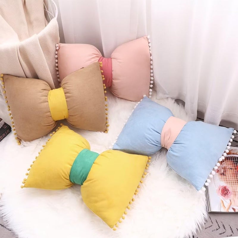 YDBDAT 14x20 Decorative Throw Pillow Covers with Pom Poms Cushion Case Lumbar Outdoor Bow Velvet Pillow Cases for Bed Sofa Couch Bench Car Set of 2 Dusty Pink x2 - Image 5