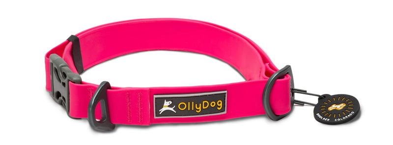 OllyDog Tilden Collar, Waterproof Dog Collar with Quick Release Buckle, Coated Stink-Proof Webbing, Lightweight Collar for Large, Medium and Small Dogs (Large, Pink) - Image 1