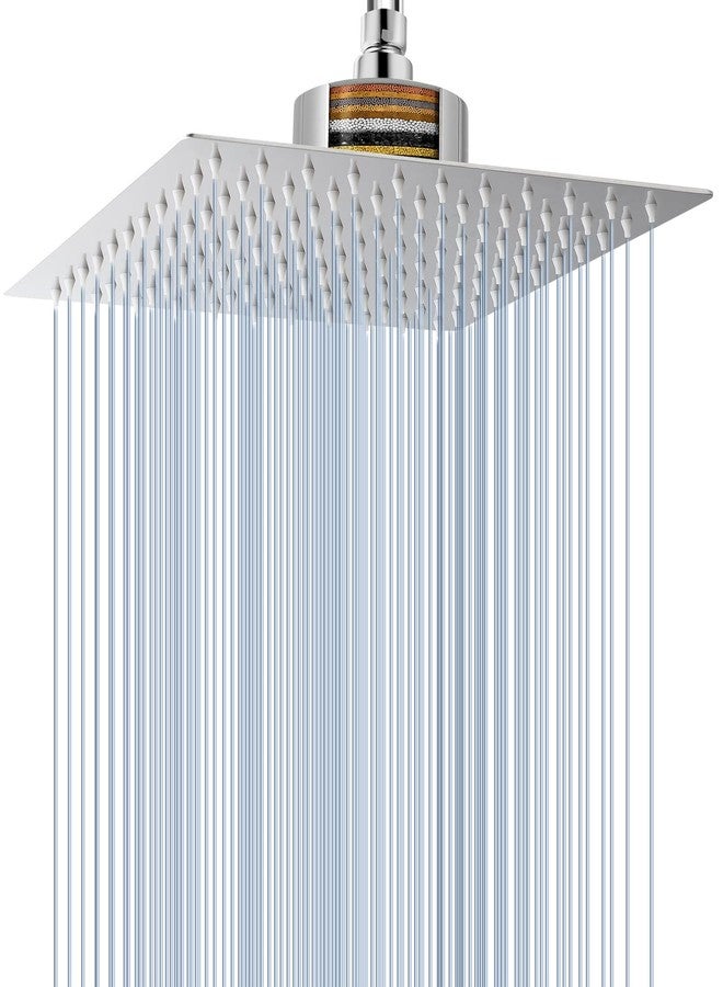 Voolan Rain Shower Head with Filtered - High Flow Large Rainfall Shower Heads Made of Stainless Steel - Waterfall Showerhead Filter For Hard Water (10" Chrome) - Image 1