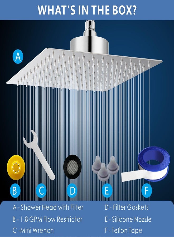 Voolan Rain Shower Head with Filtered - High Flow Large Rainfall Shower Heads Made of Stainless Steel - Waterfall Showerhead Filter For Hard Water (10" Chrome) - Image 5
