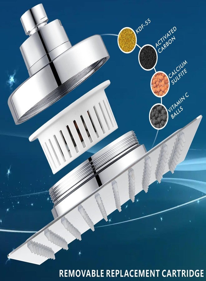 Voolan Rain Shower Head with Filtered - High Flow Large Rainfall Shower Heads Made of Stainless Steel - Waterfall Showerhead Filter For Hard Water (10" Chrome) - Image 4