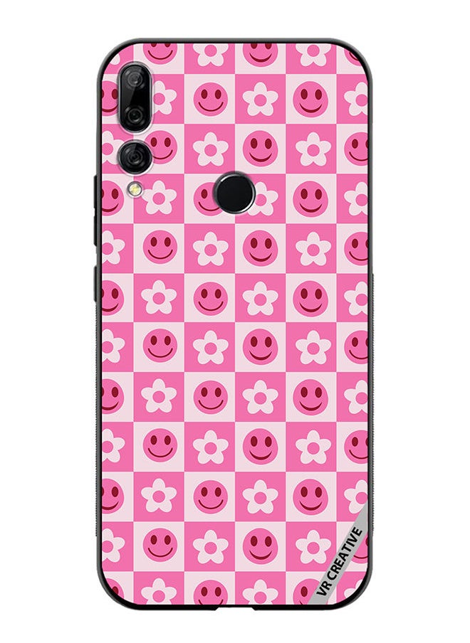 VR CREATIVE - Protective Case Cover For Huawei Y9 Prime 2019 Checkerboard And Flower Design Multicolour - Image 1