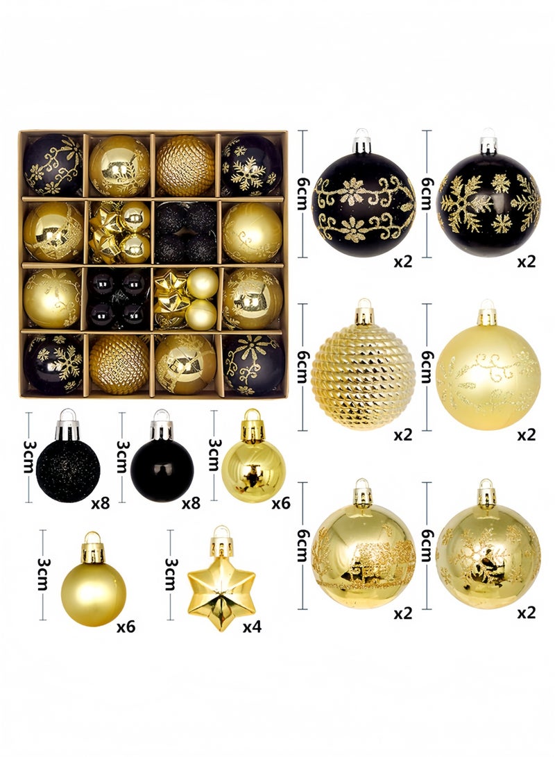 GGEROU كرات عيد الميلاد، 44 قطعة كرات شجرة عيد الميلاد الزخرفية، كرات معلقة زينة عيد الميلاد - Image 2