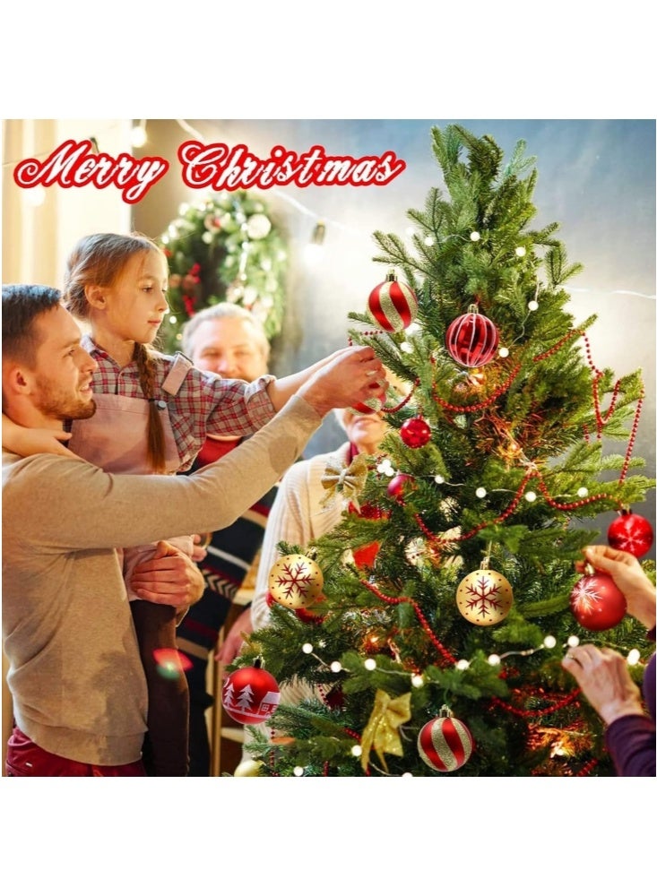 GGEROU كرات عيد الميلاد، 44 قطعة كرات شجرة عيد الميلاد الزخرفية، كرات معلقة زينة عيد الميلاد - Image 5