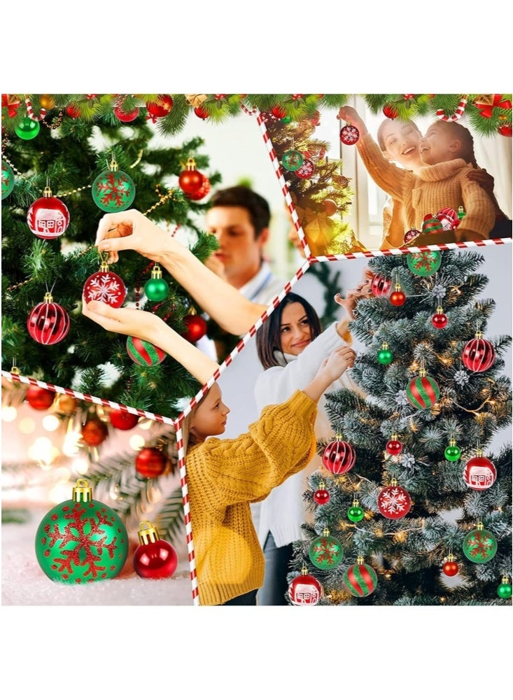 GGEROU كرات عيد الميلاد، 44 قطعة كرات شجرة عيد الميلاد الزخرفية، كرات معلقة زينة عيد الميلاد - Image 4