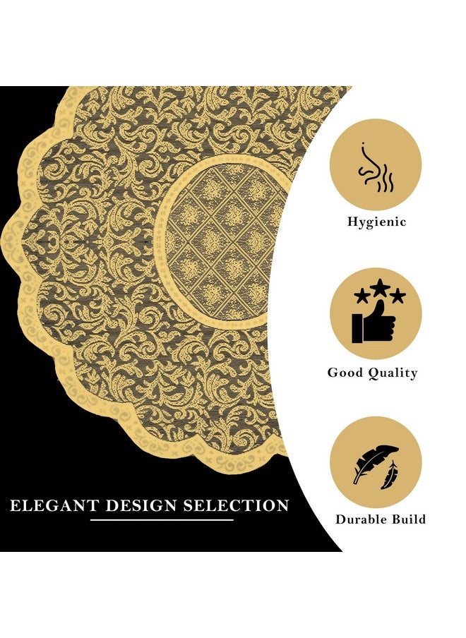 Kuber Industries - Kuber Industries Round Table Cover | 40x40 Inch | Coffee Table Cover | Kitchen Tablecloth | Tabletop Cover | Net Table Cloth for Round Tables | Table Cover for Hall Décor | Leaf Design | Golden - Image 1