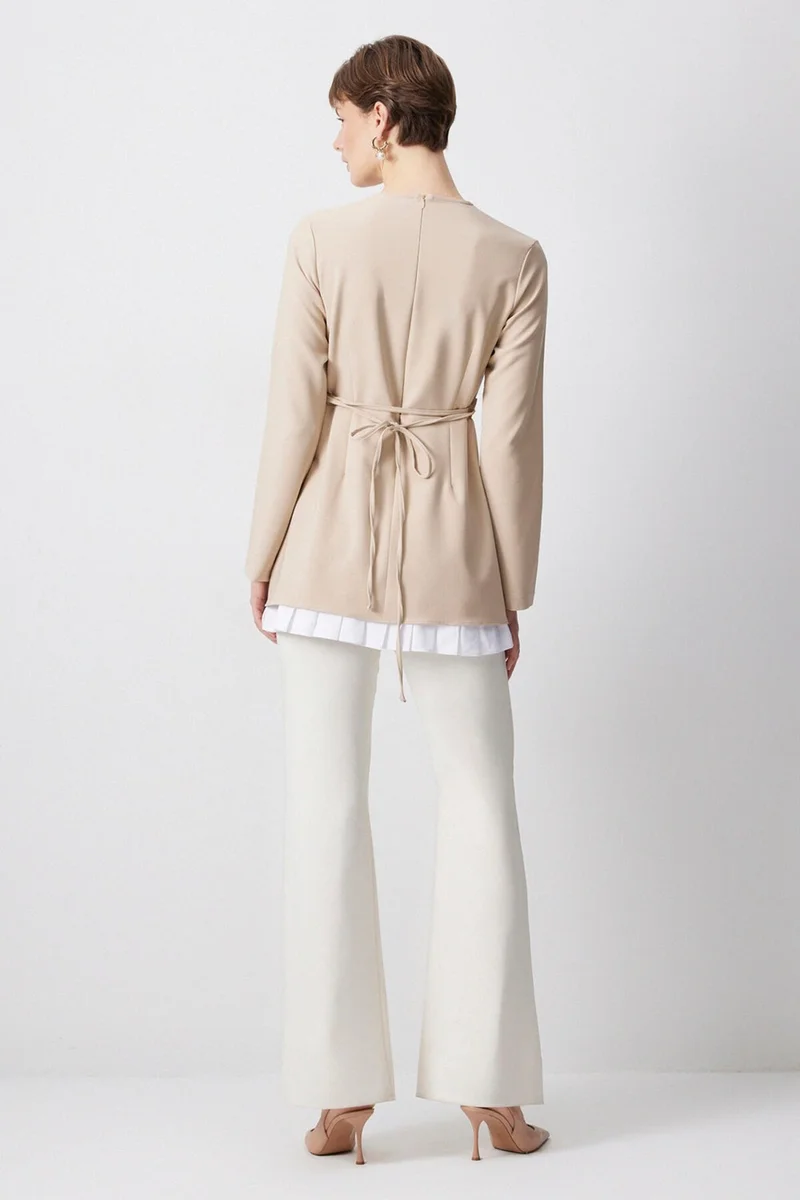 توتشي Satin Garnished Crepe Tunic