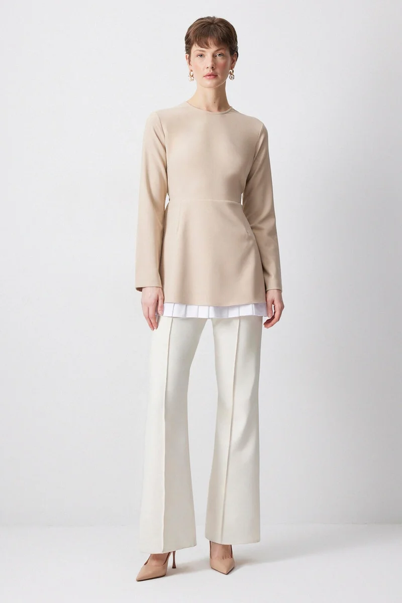 توتشي Satin Garnished Crepe Tunic