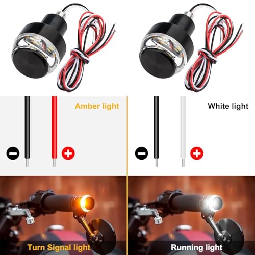 Linkstyle 2PCS Motorcycle Turn Signal Light, 12 LEDs Turn Signal Indicator Lamp, Amber White Front Handlebar End Light for 12V Scooter Sportster Cruiser Motorbike - Image 5