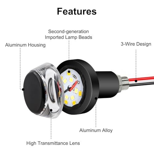 Linkstyle 2PCS Motorcycle Turn Signal Light, 12 LEDs Turn Signal Indicator Lamp, Amber White Front Handlebar End Light for 12V Scooter Sportster Cruiser Motorbike - Image 4