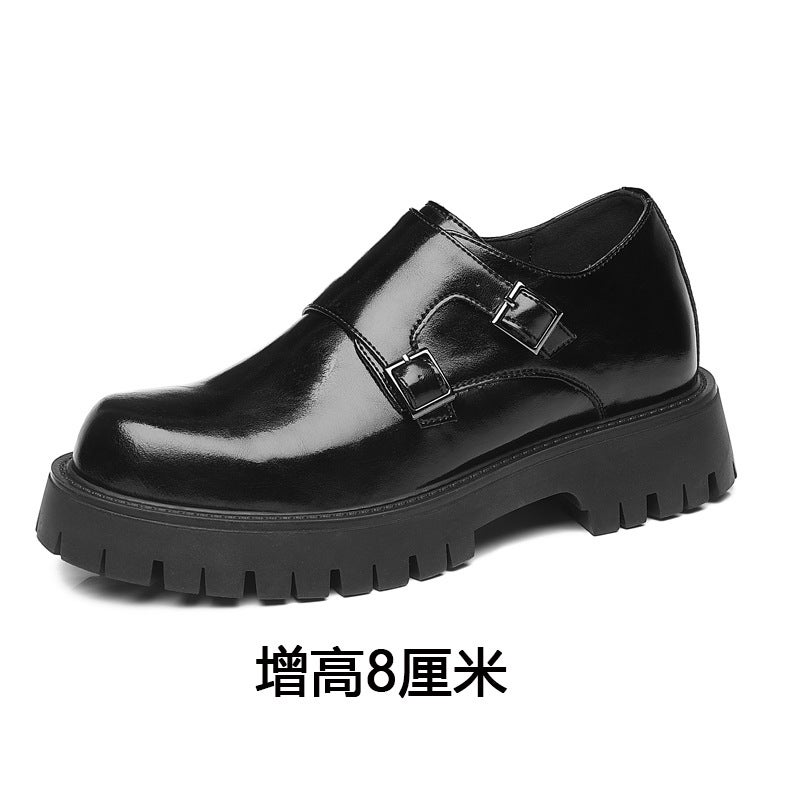 Leather Shoes Men'S Dress Business Black High-End British Style Boys Big Head Platform Derby Shoes Height-Increasing Casual Shoes - Image 1