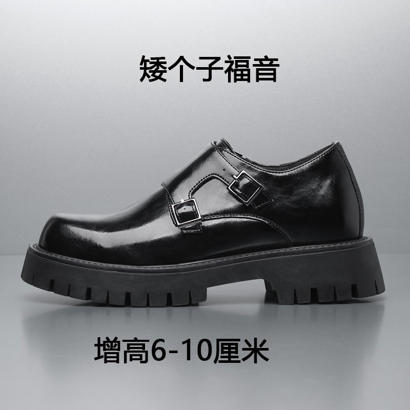 Leather Shoes Men'S Dress Business Black High-End British Style Boys Big Head Platform Derby Shoes Height-Increasing Casual Shoes - Image 3