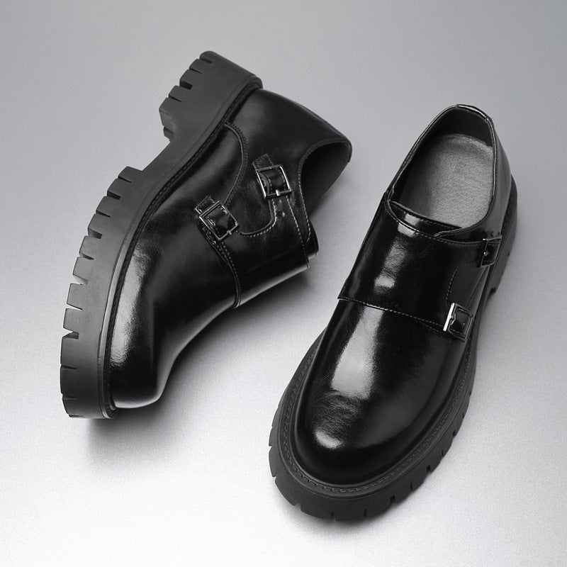 Leather Shoes Men'S Dress Business Black High-End British Style Boys Big Head Platform Derby Shoes Height-Increasing Casual Shoes - Image 5