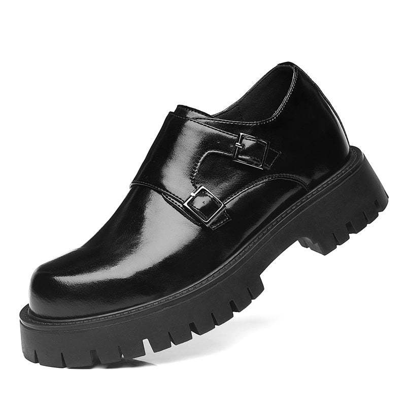 Leather Shoes Men'S Dress Business Black High-End British Style Boys Big Head Platform Derby Shoes Height-Increasing Casual Shoes - Image 2