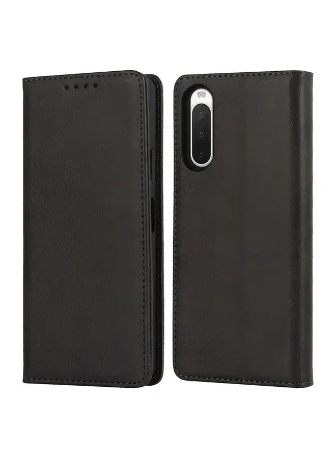 Dark Green Magnetic Faux Leather Phone Case with Card Slot for Xperia 10 III - Image 5