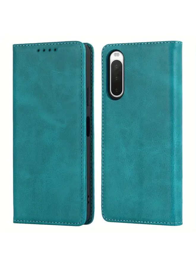Dark Green Magnetic Faux Leather Phone Case with Card Slot for Xperia 10 III - Image 1