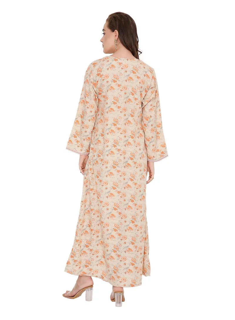 HANA & SARA BEAUTIFUL PRINTED LONG ARABIC KAFTAN FARASHA JALABIYA DRESSES