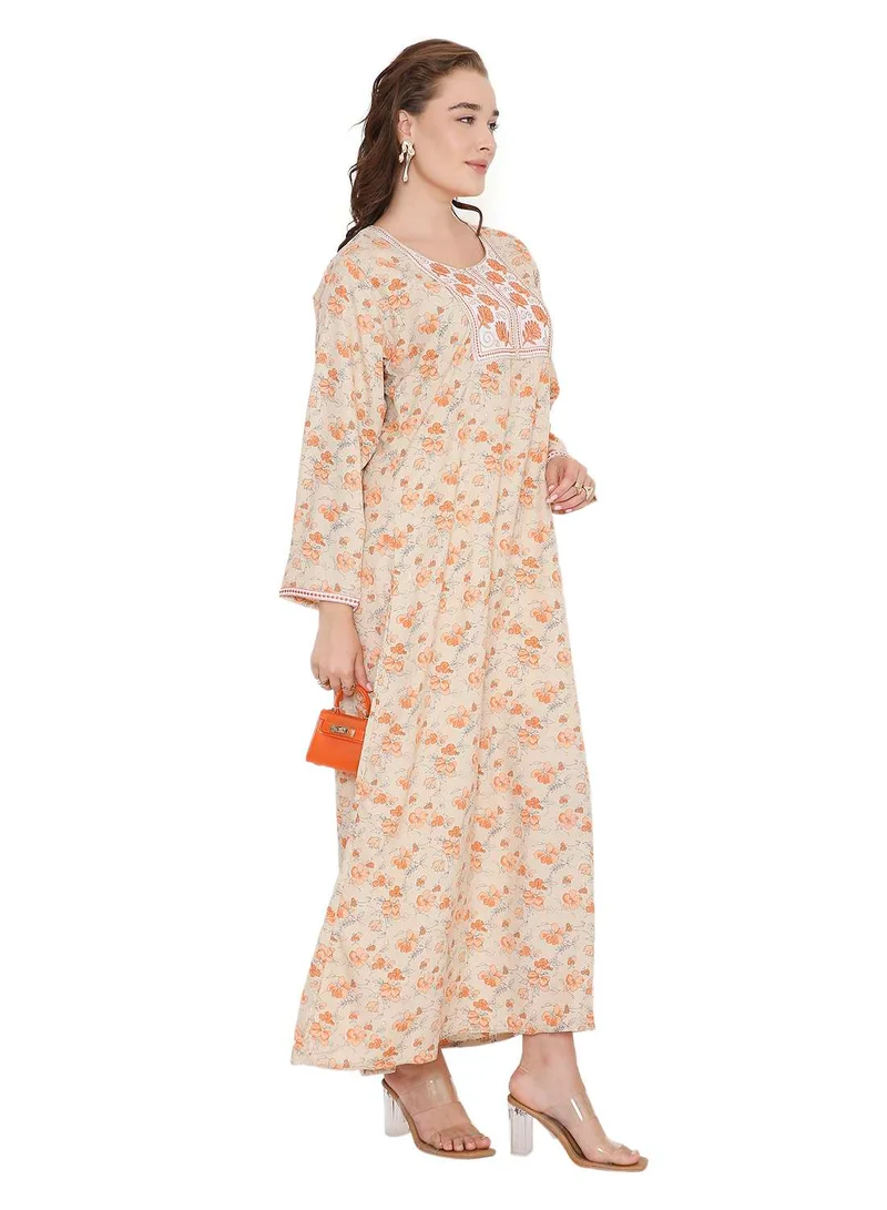 HANA & SARA BEAUTIFUL PRINTED LONG ARABIC KAFTAN FARASHA JALABIYA DRESSES