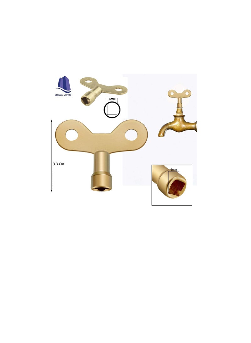Faucet Key, Bathroom Sink Water Tap Knob Switch Brass Faucet Socket for Metal Tap and Radiator Valve Usage 6mm Square Hole Pack of 2 - Image 2