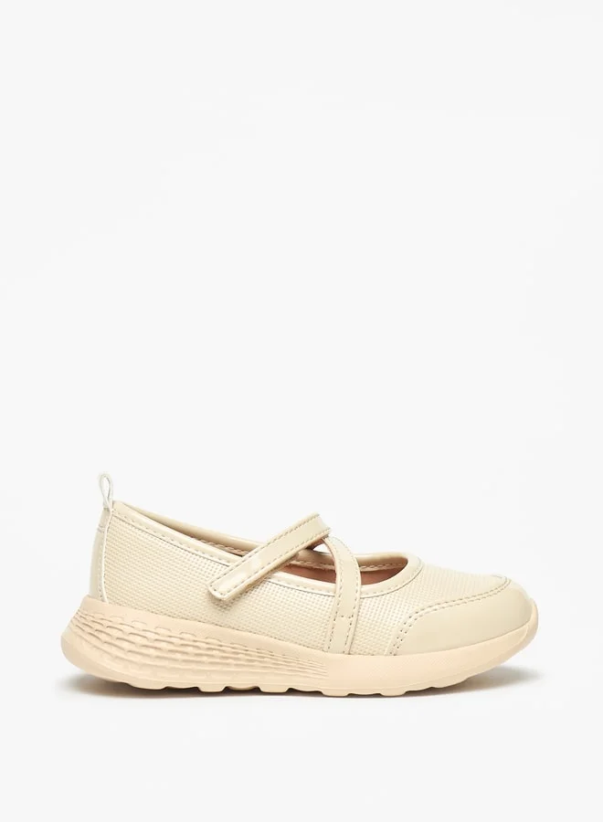 جونيورز Solid Mary Jane Shoes with Hook and Loop Closure