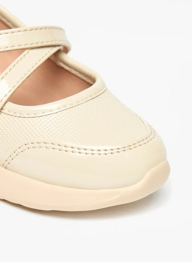 جونيورز Solid Mary Jane Shoes with Hook and Loop Closure