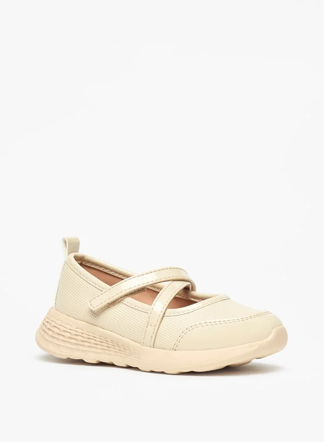 جونيورز Solid Mary Jane Shoes with Hook and Loop Closure