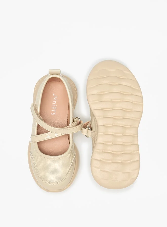جونيورز Solid Mary Jane Shoes with Hook and Loop Closure
