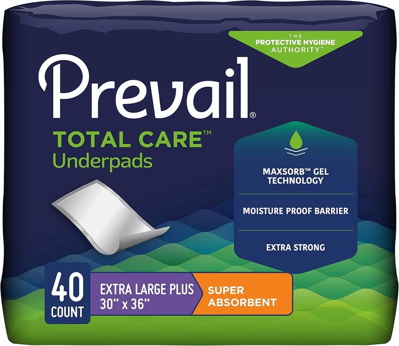 Prevail Prevail Incontinence Underpads - Unisex Disposable Underpads for Men & Women - Super Absorbent, 30" X 36", 40 Count (4 Packs of 10) 