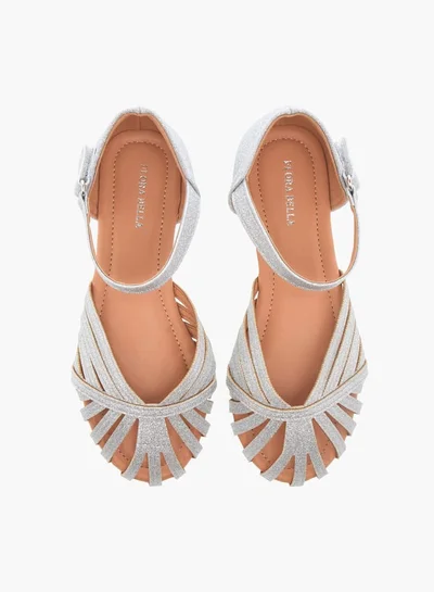 Flora Bella By Shoexpress Girls Strap Detail Ballerina Shoes with Hook and Loop Closure