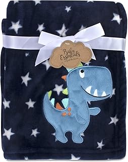 Baby Essentials Baby Essentials Plush Fleece Throw and Receiving Baby Blankets for Boys and Girls (Blue Dino)  - Image 1