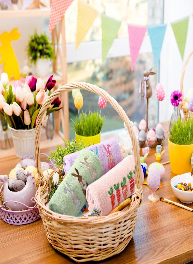 Moukeren 3 Pcs Easter Hand Towels Easter Bunny Carrot Decorative Towels 100% Cotton Embroidered Rabbit Soft for Bathroom Beach Kitchen Gift, 14 x 29 Inches - Image 4