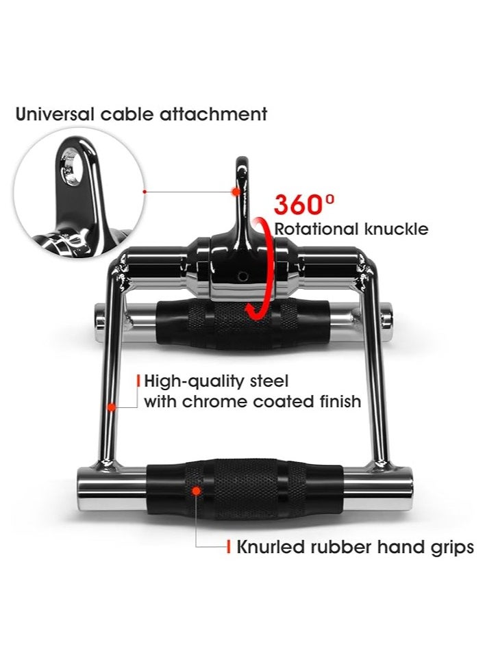 Generic - Yes4All Seated Row Double D Handle Cable Attachment – Double D Grip/Double Row Handle for Cable Attachment – 360° Steel Swivel (Chrome, Rubber) - Image 1