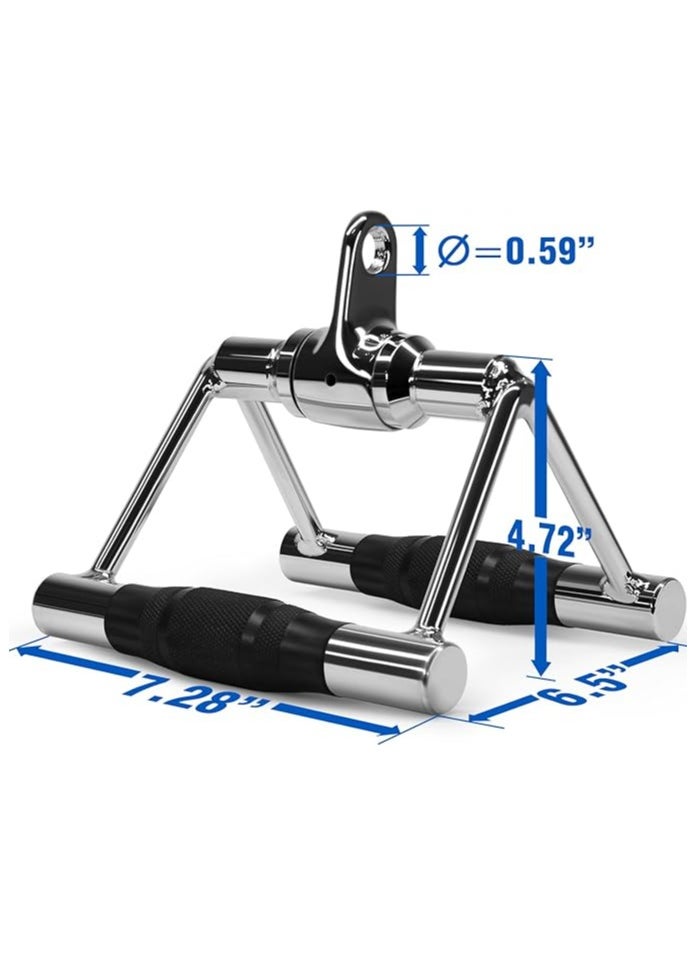 Generic - Yes4All Seated Row Double D Handle Cable Attachment – Double D Grip/Double Row Handle for Cable Attachment – 360° Steel Swivel (Chrome, Rubber) - Image 1