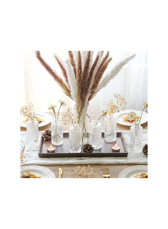 The Bros Glass Bud Vases Set of 6, Small Imitation Diamond Bud Vases in Bulk, Mini Flowers Vases for Centerpieces, Vintage Bottle for Table Decorations, Wedding Decor, Recepetion, Home (Clear) - Image 4