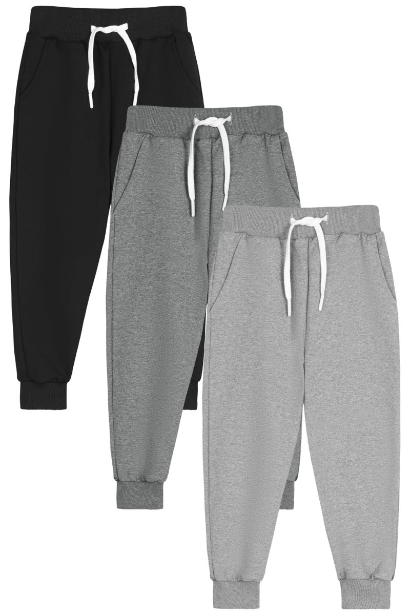 Resinta 3 Pack Toddler Boy Sweatpants Cotton Boys Athletic Joggers Pants Kids Sweats Pants with Pocket Workout Clothes - Image 1